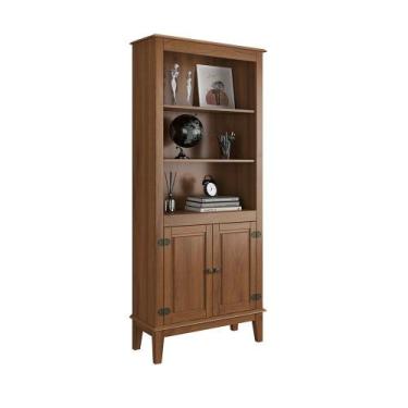 Imagem de Estante de Madeira Maciça 2 Portas - Apaixone&Decore, Amêndoa