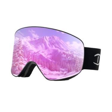 Imagem de KOLKOL Óculos de esqui/snowboard para homens e mulheres, óculos de neve OTG antiembaçamento 100% de proteção UV (A3-REVO Pinklens VLT 20%)