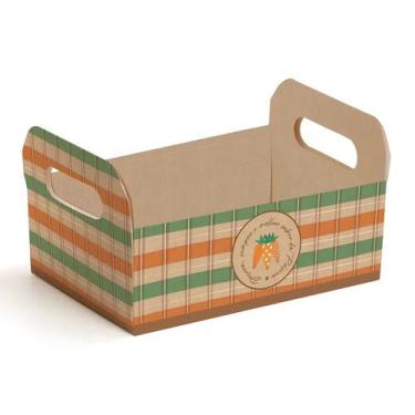 Imagem de Caixote De Papel Cartão - Kraft Cenoura - 1 unidade - Cromus Páscoa - 