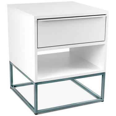 Imagem de Mesa de Cabeceira Lonova Quarto Design Industrial Aço e MDF com Gaveta
