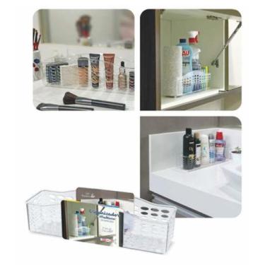 Imagem de Organizador Multiuso Cristal de Bancada Banheiro Esmalte N700 Niquelar