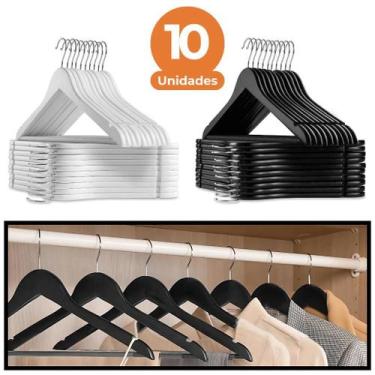 Imagem de Kit 10 Cabides De Madeira Luxo 44cm  Branco- Organização roupas adulto