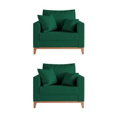 Imagem de Kit 2 Poltronas Beny Amamentação com 2 Almofadas Base em Madeira Maciç