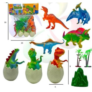 Imagem de kit dino, t rex de borracha com ovos- 10 peças - toys