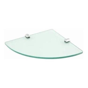 Imagem de Prateleira Banheiro Vidro Canto 20x20 Cm 2 Suportes Modelada - Pratele