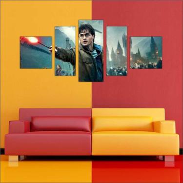 Imagem de Quadro Decorativo Harry Potter Decoração Salas Quartos Mosaico 5 Peças