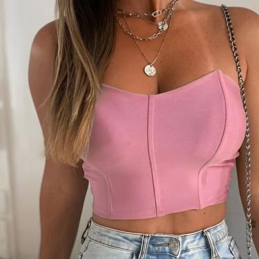 Imagem de Cropped Corselete Com Bojo Feminino sem alça Suplex Premium - Look Dre