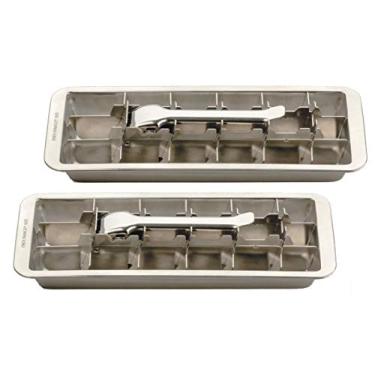 Imagem de Endurance Bandeja de cubo de gelo de aço inoxidável com 18 cubos, conjunto de 2