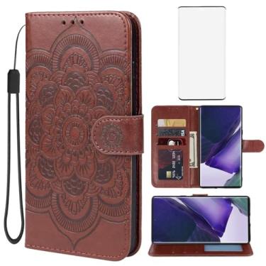 Imagem de Bohefo Capa carteira para Galaxy S22 Ultra/Samsung S22 Ultra S908U com protetor de tela de vidro temperado, capa flip de couro com suporte para cartão de crédito para Samsung Galaxy S22 Ultra 5G