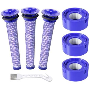 Imagem de Durpeak Pacote com 6 filtros de vácuo de substituição para aspirador Dyson V7, V8 Animal e Absolute, 3 pré-filtros e 3 filtros de pino, substitui as peças # 965661-01 e 967478-01