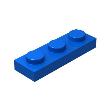 Imagem de Classic Blue Plates Bulk, Blue Plate 1x3, Building Plates Flat 100 Piece, Compatible with Lego Parts and Pieces: 1x3 Blue Plates(Color: Blue)