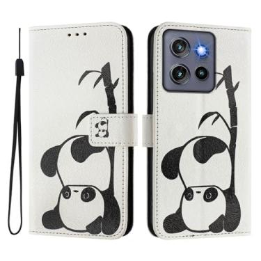 Imagem de Capa carteira para Motorola Moto Edge 50 Neo, 3 compartimentos para cartão, 1 compartimento para dinheiro, capa flip de couro PU com padrão fofo, capa com fivela magnética à prova de choque,