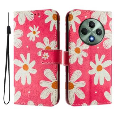 Imagem de Capa carteira para Oppo Reno12 F, 3 compartimentos para cartão, 1 compartimento para dinheiro, capa flip de couro PU com padrão fofo, capa com fivela magnética à prova de choque, compatível com sem