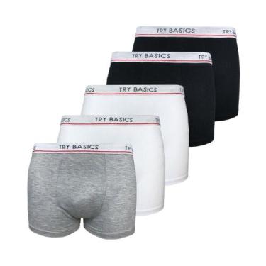 Imagem de Kit 5 Cuecas Boxers Infantil Box Algodão Cotton Conforto - Try Basics,