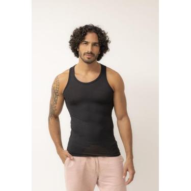 Imagem de Regata Canelada Masculina Camisa Estilo Americana Básica Justa ao corp