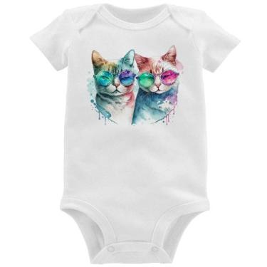 Imagem de Body Bebê Gatos de óculos - Foca na Moda, Branco, P