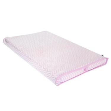 Imagem de Trocador De Bebê Rosa Chevron Com Viés Rosa Menina - Potinho de Mel