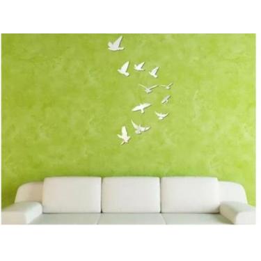 Imagem de Espelho Acrílico Decorativo Pássaros Aves Quarto Sala 11pcs - AGV Cria