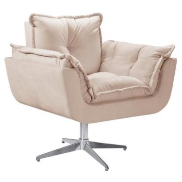 Imagem de Poltrona Opala Giratória Alumínio Suede  - Unidecor, Bege