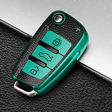 Imagem de WSWJDW TPU Porta-chaves do carro Porta-chaves Porta-chaves, adequado para Audi C6 R8 A1 A3 Q3 A4 A5 Q5 A6 S6 A7 B6 B7 B8 8P 8V 8L TT RS, verde