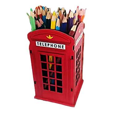 Imagem de Porta Lápis Caneta Cabine Telefônica Londres MDF Exclusivo - Gattai
