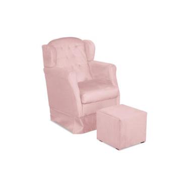 Imagem de Puff E Poltrona Amamentação Balanço Quarto Baby Suede Rosa Bebe -  INC