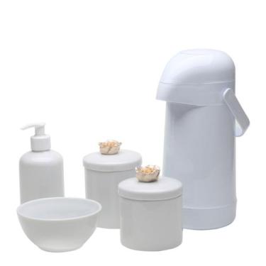Imagem de Potes, Garrafa, Molhadeira e Porta Álcool-Gel Florzinha Dourada Quarto