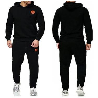 Imagem de Conjunto de Moletom Relaxado Blusa E Calça Masculina Flanelado, P, Abo