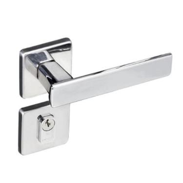 Imagem de Fechadura Manual  Quadrada Cromada Para Porta Madeira - A.R Variedades