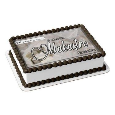 Imagem de Papel De Arroz P/ Bolo Bodas De Alabastro 46 Anos De Casados - Genéric