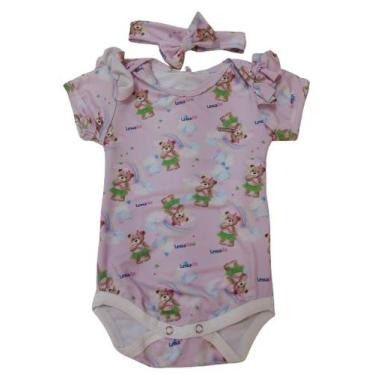 Imagem de Kit Body Estampado + Tiara Bebê Menina Verão Lessa Kids 8798, Rosa, M 