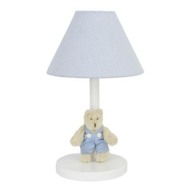 Imagem de Abajur Madeira Urso Azul Quarto Bebê Infantil - Potinho de Mel