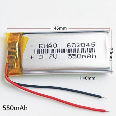 Imagem de Bateria Com 2 Fios 3,7v 550mah 6mm X 20mm X 45mm 602045 - KMIG