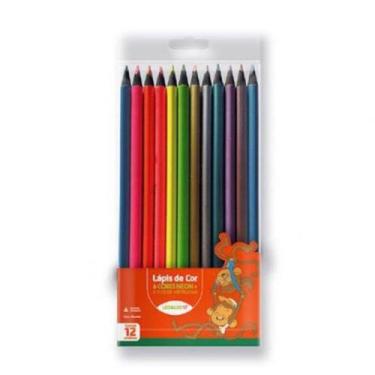 Imagem de Lápis de Cor Triangular 6 Cores Neon + 6 Cores Metálicas - Leo e Leo