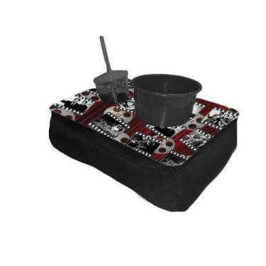 Imagem de Almofada Bandeja Pipoca Balde e 1 Copo Suede Macio e Madeira Personali