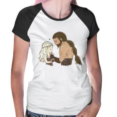 Imagem de Baby Look Raglan Khal Drogo e Daenerys Targaryen - Foca na Moda, Branc