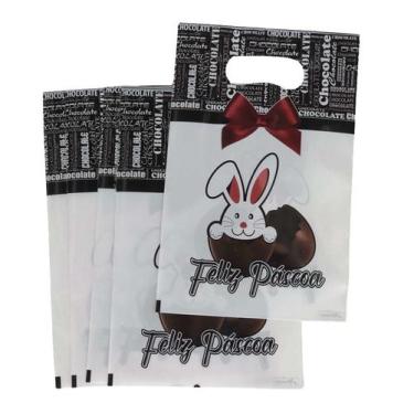 Imagem de SACOLA Boca de Palhaço FELIZ PÁSCOA 15x23cm 50un. - Aliança Embalagens