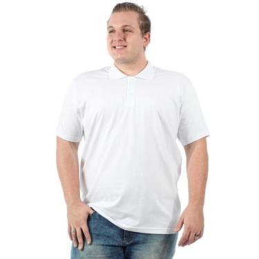 Imagem de Camisa Polo Plus Size Masculina Anistia Lisa Básica Branca, Branco, G2