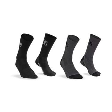 Imagem de Kit 2 Meia ciclismo cano médio Free Force Preta e Cinza, Preto, Cinza,