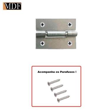 Imagem de Kit 10 Dobradiça Prata com Parafuso para Caixa de Madeira Artesanato -