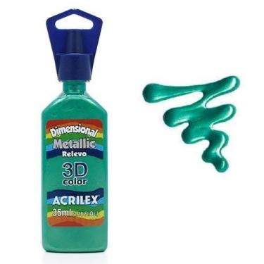 Imagem de Tinta Dimensional Metallic Relevo Acrilex 35ml, 510 - VERDE FOLHA