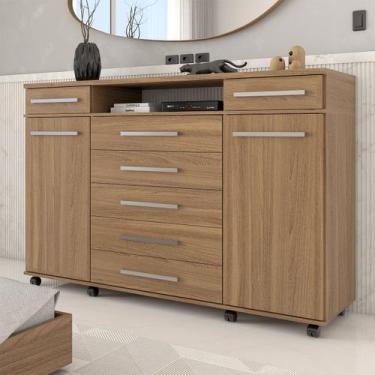 Imagem de Cômoda Buenos Aires 7 Gavetas Amêndola Touch - Panorama Móveis, Marrom