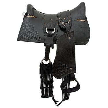 Imagem de Cutiano Sem Cabeça Completo Inox Preto Couro Basto Socado - Arreios Mo