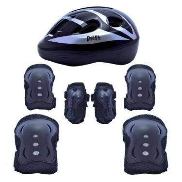 Imagem de Kit Proteção Radical Infantil Completo Patins e Skate Tamanho M Preto 
