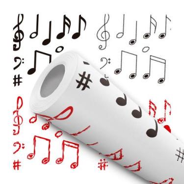 Imagem de Papel de Parede Vinílico Notas Musicais Estúdio De Música 10m - DELIQU