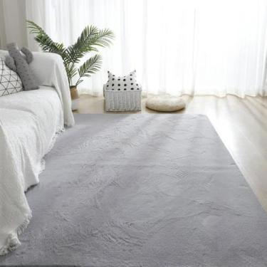 Imagem de Decoração moderna para casa, carpete artificial, sala de estar, macio, fofo, pelúcia, tapete, quarto infantil, carpete, cinza, cinza claro, 80x160cm, 31x63 pol.