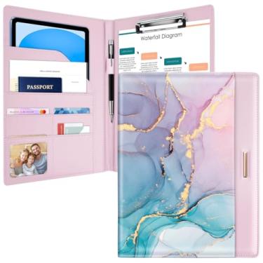 Imagem de Pasta de portfólio padfolio/currículo para mulheres e homens, WAVEYU Cute Chic Padfolio Cover Folder, organizador de documentos de conferência/jurídico com prancheta tamanho carta/A4, capa para