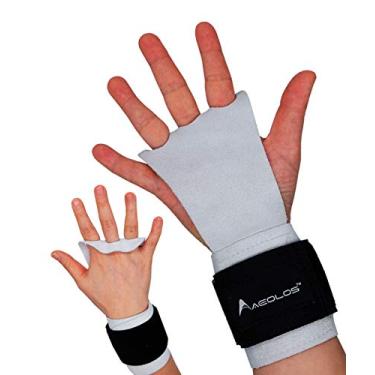 Imagem de (Medium, WHITE) - AEOLOS Leather Gymnastics Hand Grips-Great for Gymnastics,Pull up,Weight Lifting,Kettlebells and Crossfit Training