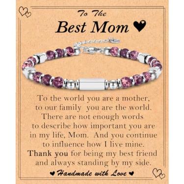 Imagem de Presentes de Dia das Mães para Esposa, Mãe, Avó, Nova Mãe, Bônus, Mãe, Irmã, Cachorro, Tia, Madrasta, Sogra, Namorados, Mãe, Cunhada, Pulseiras de Contas Presente para Mulheres Meninas, 6.7, Pedra,