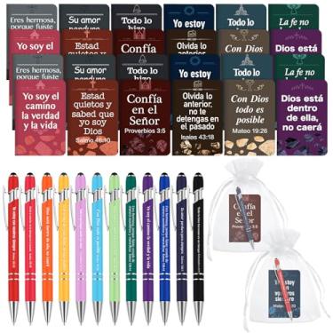 Imagem de Fuyoooo 72 cadernos cristãos espanhóis e caneta espanhola Regalos Cristianos en Español com bolsa de presente, cadernos religiosos, bolso inspirador, presentes cristãos para mulheres e homens, igreja